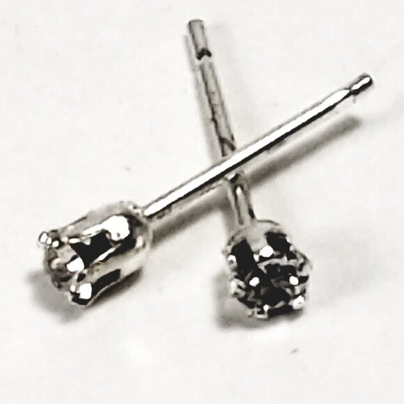 Swarovski Crystal Element - Stlg Silver Overlay Clear Stone "Tiny" Stud Earrings - Picture 6 of 11